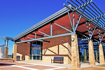 View toward the new building's entrance